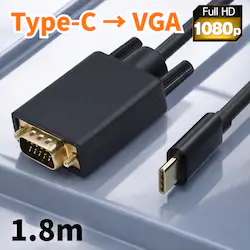 USB Type-C to VGA �ϊ��P�[�u�� 1.8m �t��HD 1080P/60Hz �I�X-�I�X �ϊ��A�_�v�^ D-Sub 15�s�� �p�\�R�� PC �^�u���b�g �v���W�F�N�^�[ ���j�^�[ �f�C�X�v���C
