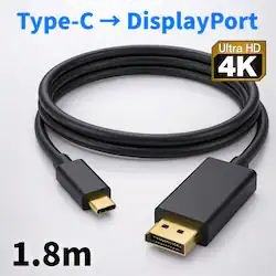 USB Type-C to DisplayPort �ϊ��P�[�u�� 1.8m 4K/60Hz �ϊ��A�_�v�^ �P�����`�� �ڑ� USB-C �f�B�X�v���C�|�[�g �I�X-�I�X PC �p�\�R�� ���j�^�[ �^�u���b�g