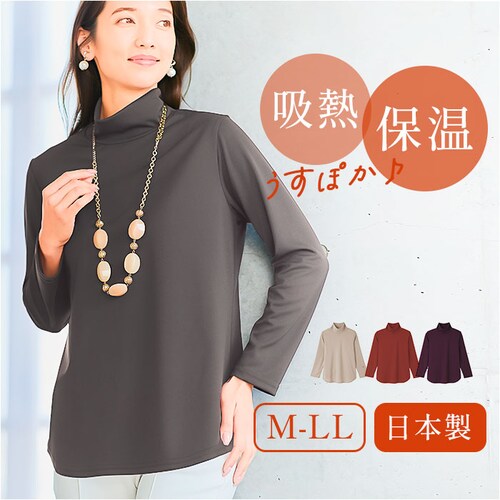 チャコール Mサイズ ハイネック レディース 通販 タートルネック プルオーバー eclaT style カットソー 長袖 tシャツ トップス インナー ディーライズ あったか 秋冬 薄手 春 秋 冬_0