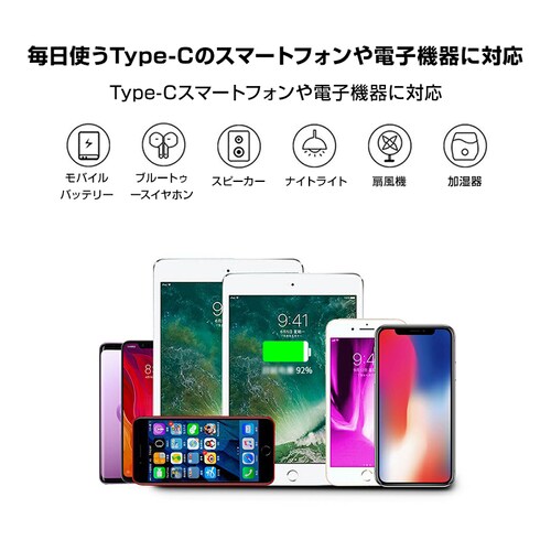 X}z [dP[u Type-C 3|[g 1.5 } [d Android iPhone ϋv fɂ ߏ[dh~ X}[gtH AhCh ^ubg dq^oR_8