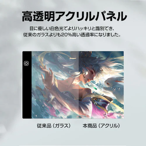 LED トレース台 A4 薄型 無段階調光 USB給電 目盛り付 トレーシング ライトテーブル パネル イラスト 漫画 製図 アニメ 模写 デッサン ダイヤモンドアート 刺繍_2