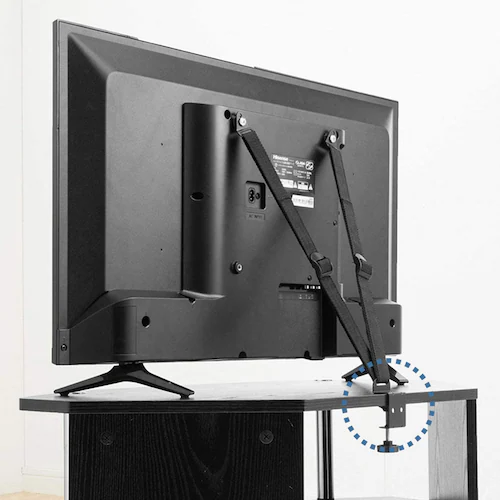 テレビ 転倒防止 ベルト 地震対策 クランプ式/壁固定 穴開け不要 机に挟む 安全 防災 子供 いたずら 事故 対策 家具 キャビネット タンス 食器棚 本棚 賃貸 住宅_11