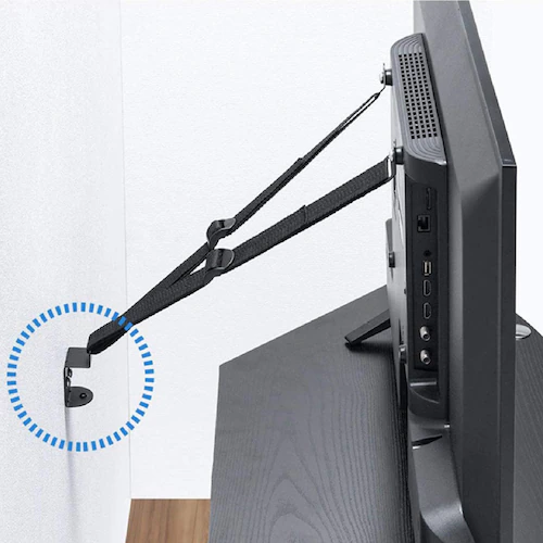 テレビ 転倒防止 ベルト 地震対策 クランプ式/壁固定 穴開け不要 机に挟む 安全 防災 子供 いたずら 事故 対策 家具 キャビネット タンス 食器棚 本棚 賃貸 住宅_12