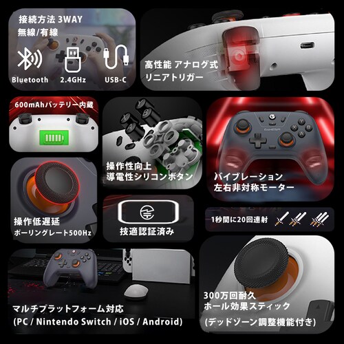 GameSir T4N Lite Q[~ORg[[ Q[pbh  CX Bluetooth 2.4GHz Lڑ Windows PC Android iOS SwitchΉ _2