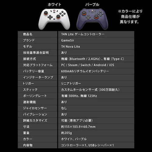 GameSir T4N Lite Q[~ORg[[ Q[pbh  CX Bluetooth 2.4GHz Lڑ Windows PC Android iOS SwitchΉ _3