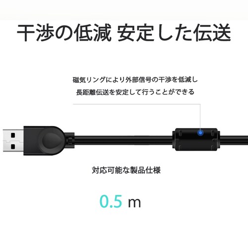 USBP[u 50cm USB2.0 R[h0.5[g USBIXtoX [d f[^] p\R er USBnu J[h[_[ fBXNhCo[_5