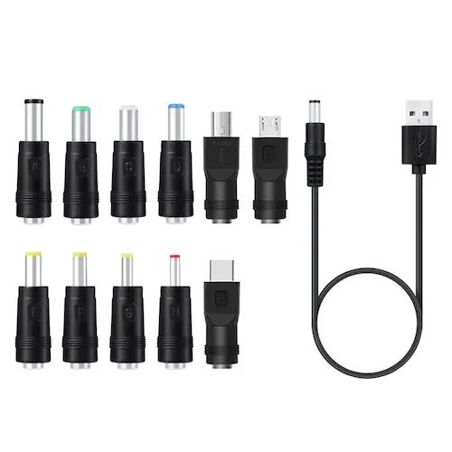 USB DC 11in1 変換ケーブル 1m 電源 充電 DCプラグ サイズ変換 Type-C miniUSB microUSB 対応 ジャック アダプタ コード 交換用 家電 PC スピーカー 防犯_9
