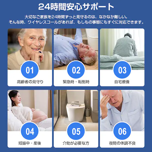 ワイヤレスコール ベル2個とボタン1個セット 首掛け 持ち歩き 高齢者 介護 ナースコール 防水 工事不要 大音量 光 呼び出しベル 無線 チャイム 携帯 SOS 見守り_4