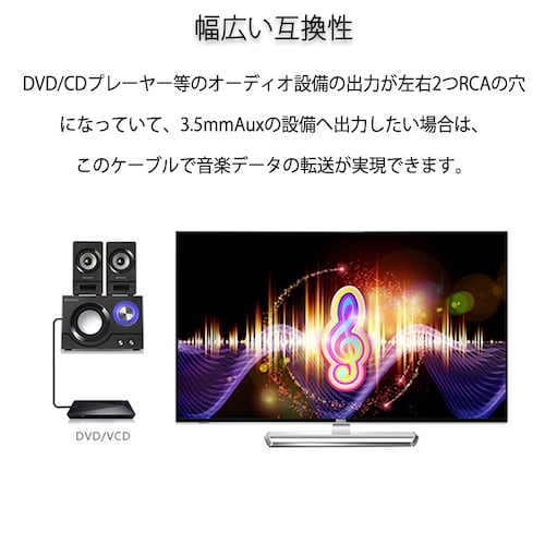 3.5mmメス RCAオス変換アダプタ RCAデュアルプラグ⇔3.5mmAUXジャック 変換ケーブル 40cm AV 2Pin スピーカー マイク オーディオ設備の接続 ステレオ_2
