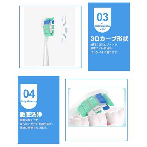 電動歯ブラシヘッド 歯垢除去 替えブラシ 4個セット 口臭対策 フィリップス 互換 ソニッケアー 個別包装 ステイン プラーク除去 口腔ケア 音波振動 スペア 予備_8