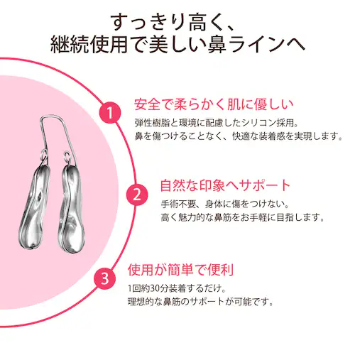 鼻クリップ ノーズクリップ 鼻 高く 美鼻 小鼻 鼻用 ノーズフィット サポート グッズ 軽量 シリコン 男女兼用 フィット アイテム ケアグッズ メンズ レディース_3