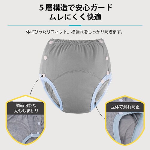 布おむつ 各色1枚ずつ XL 大人用 3枚セット 洗濯可 尿漏れ防止 高齢者 介護 失禁パンツ おむつカバー 快適 コットン 蒸れにくい 繰り返し使える 男女兼用 妊婦 術後 ボタン留め_6