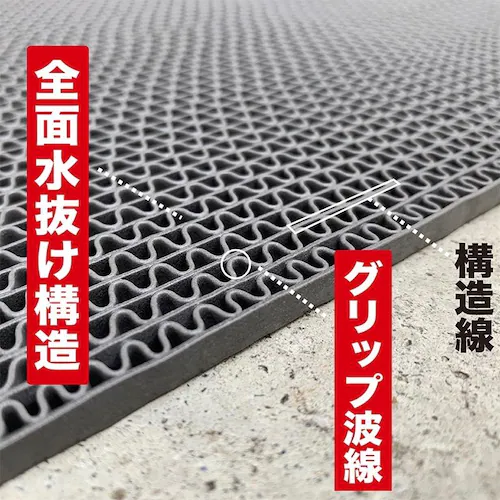 玄関 マット 出入口 滑り止めマット スタッドレスマット 90cm×80cm 3枚同梱セット グレー 高規格 6mm厚 ゴムマットすべりどめ_7