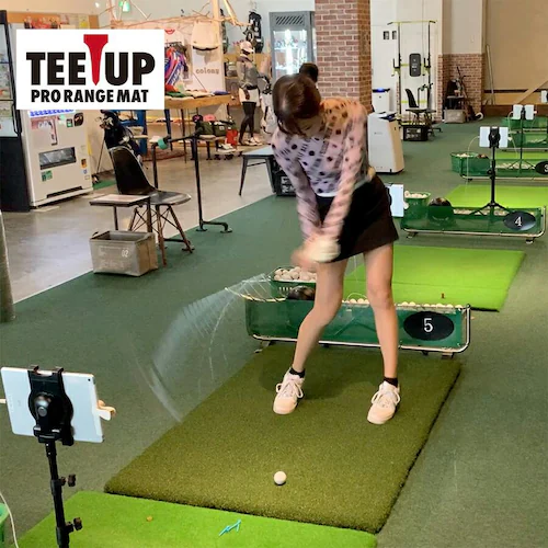 ウッドッティーを刺せるプロ仕様 TEEUP PRO RANGE MAT 150×150cm ゴルフ練習場業務用サイズ 高重量18kg 35mm超厚ボリューム芝_16