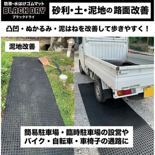 防滑・水はけゴムマット BLACK DRY ブラックドライ 90cm×5m 屋外用 滑り止めマット 有孔 透水 排水 ぬかるみ対策_14