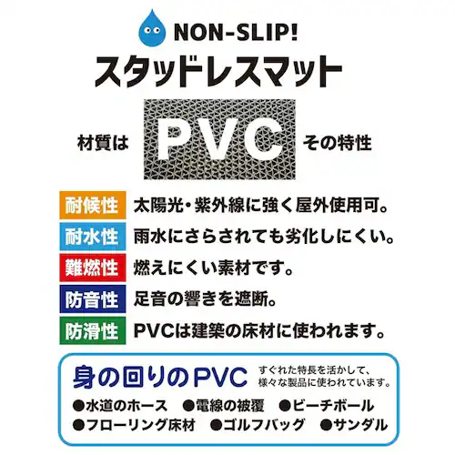 歩行 滑り止めマット スタッドレスマット 90cm×10m 特別サイズ 原反ロール 高規格6mm厚 安全用 屋外 屋内 PVC ゴムマット ラバー_15