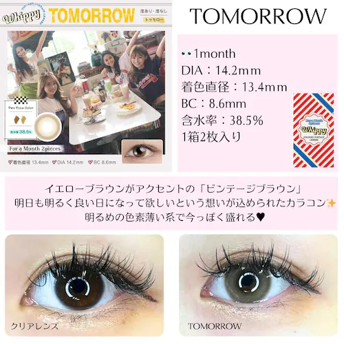 【フレンズ】Whippy 1MONTH ウィッピー マンスリー カラコン【BC】8.6mm 【DIA】14.2mm 【着色直径】13.4mm 【含水率】38.5% 度あり 度なし_4