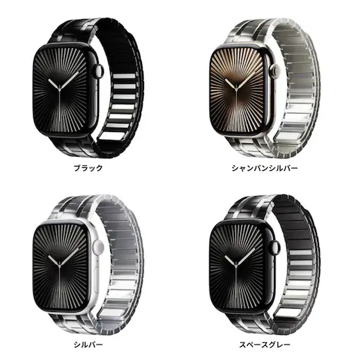 【BELTIES】アップルウォッチバンド Apple Watch用 42mm 44mm 45mm 46mm 49mm ブラック マグネット 磁石 ステンレス Ultra2 / Ultra / 10 /_5