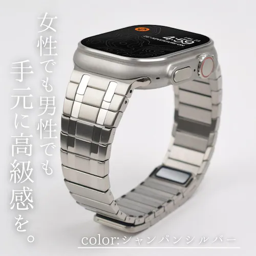 【BELTIES】アップルウォッチバンド Apple Watch用 42mm 44mm 45mm 46mm 49mm ブラック マグネット 磁石 ステンレス Ultra2 / Ultra / 10 /_11