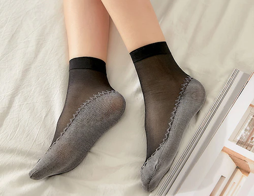 ストッキング風ショートソックス 10足セット ブラック_9