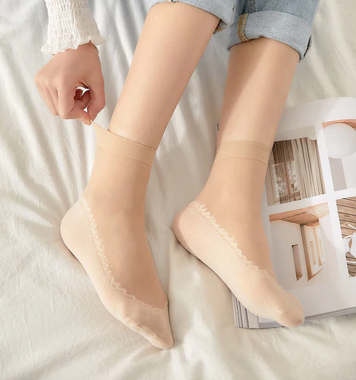 ストッキング風ショートソックス 10足セット ブラック_10