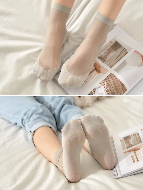 ストッキング風ショートソックス 10足セット ブラック_12