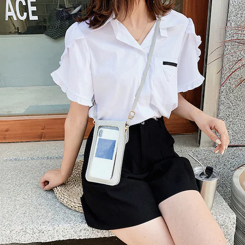 タッチ操作対応!スマホショルダーバッグ レッド_3