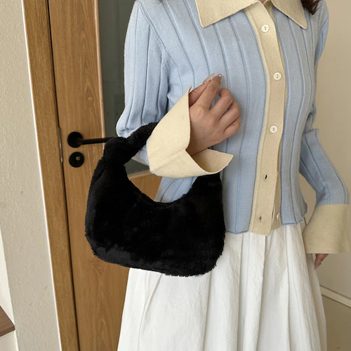 ボアファーミニバッグ ブラック_4