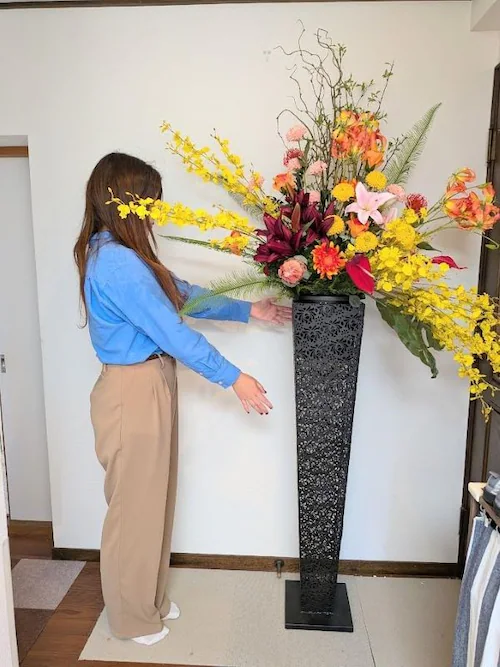 造花 スタンドフラワー, 大型開店祝い用アレンジメント, 高さ220cm, イベント会場・オフィス・パチンコ店向け, 触媒加工_2