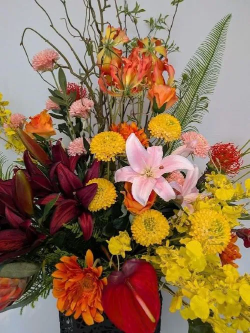 造花 スタンドフラワー, 大型開店祝い用アレンジメント, 高さ220cm, イベント会場・オフィス・パチンコ店向け, 触媒加工_4