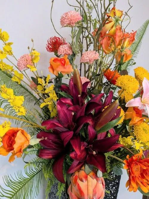 造花 スタンドフラワー, 大型開店祝い用アレンジメント, 高さ220cm, イベント会場・オフィス・パチンコ店向け, 触媒加工_5