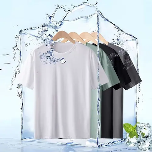 速乾性 アイスクール半袖Tシャツ メンズファッション 半袖Tシャツ メンズ 接触冷感 吸汗 速乾 ドライ 涼感 クールTシャツ 夏用 無地 スポーツウェア ランニング ジム ウォーキング カジュアル_1