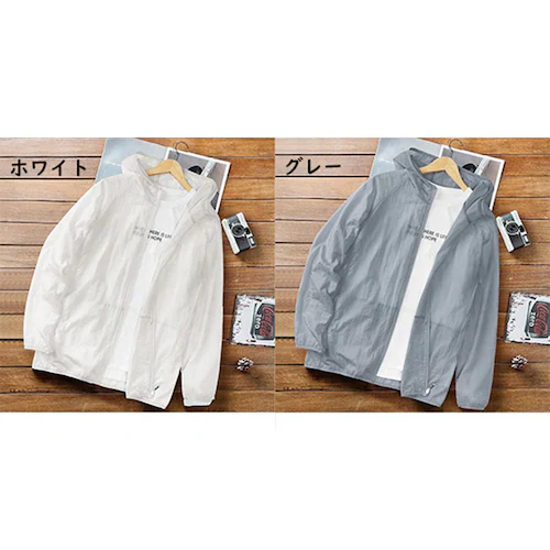 速乾ドライパーカー メンズ レディース 薄手 フード付き 長袖 ジップアップ 軽量 紫外線対策 海 プール アウトドア カジュアル 春 夏 秋 羽織り アウター 通気性 UVカット ホワイト S_4