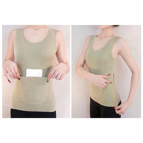 前後ポケット付き☆レディースあったかインナー レディースインナー カイロポケット付き 防寒インナー ホットインナー カイロ収納 背中ポケット 前ポケット付き カイロインナー 冷え対策 あったか カイロ_2