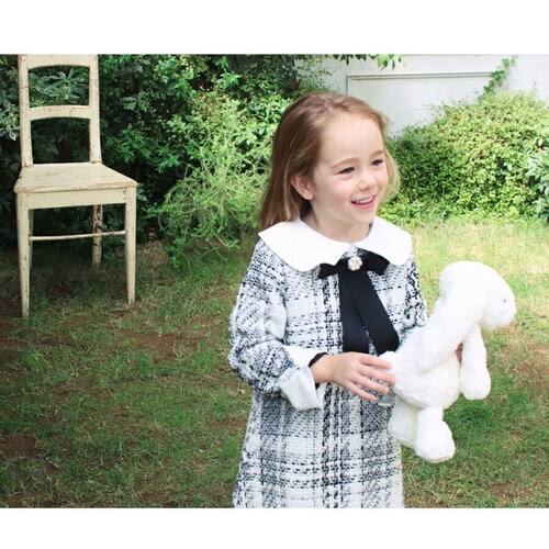 ワンピース キッズ 長袖 通販 ドレスワンピース 02061902 子供 ドレス 女の子 卒園式 入園式 入学式 結婚式 パーティ 発表会 七五三 ツイード リボン かわいい オシャレ 可愛い おしゃ_4