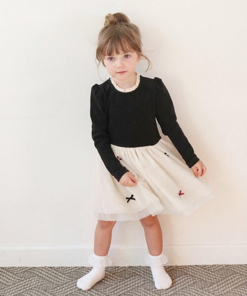 ワンピース キッズ 長袖 通販 ドレスワンピース 10002890 子供 ドレス 女の子 結婚式 パーティ 発表会 卒園式 入園式 入学式 七五三 リボン チュールスカート かわいい オシャレ 可愛い_3