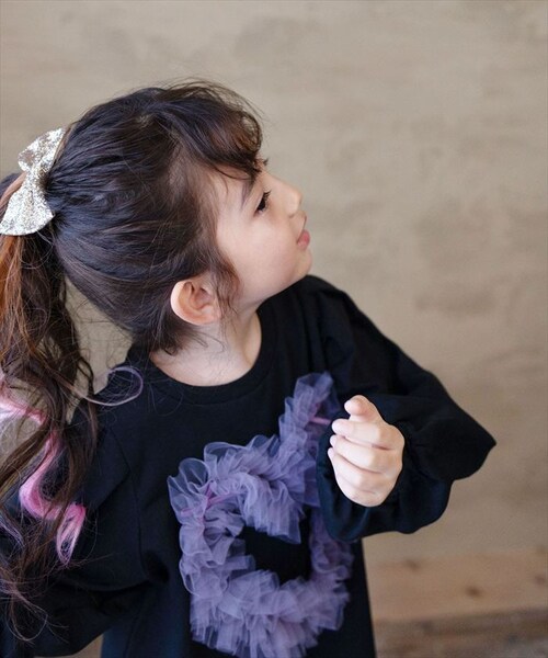 Rora ワンピース 通販 ムラサキ ハートワンピース 子供服 キッズワンピース 長袖 カジュアル ハート レース 女の子 キッズ 子供 こども 子ども お出かけ フォーマル おしゃれ かわいい オシ_4