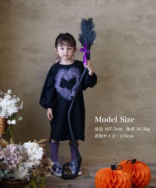 Rora ワンピース 通販 ムラサキ ハートワンピース 子供服 キッズワンピース 長袖 カジュアル ハート レース 女の子 キッズ 子供 こども 子ども お出かけ フォーマル おしゃれ かわいい オシ_6