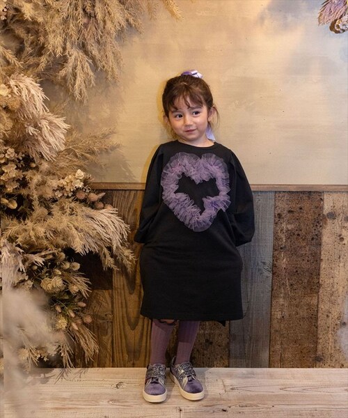 Rora ワンピース 通販 ムラサキ ハートワンピース 子供服 キッズワンピース 長袖 カジュアル ハート レース 女の子 キッズ 子供 こども 子ども お出かけ フォーマル おしゃれ かわいい オシ_9