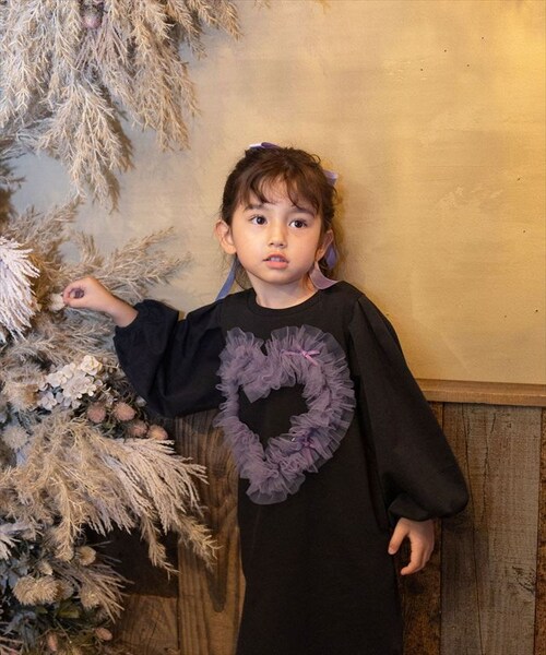Rora ワンピース 通販 ムラサキ ハートワンピース 子供服 キッズワンピース 長袖 カジュアル ハート レース 女の子 キッズ 子供 こども 子ども お出かけ フォーマル おしゃれ かわいい オシ_10