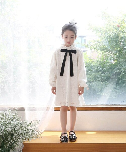 ワンピース キッズ 長袖 通販 ドレスワンピース 52032202 子供 ドレス 女の子 結婚式 パーティ 発表会 七五三 卒園式 入園式 入学式 総レース リボン 立ち襟 かわいい オシャレ 可愛い_6