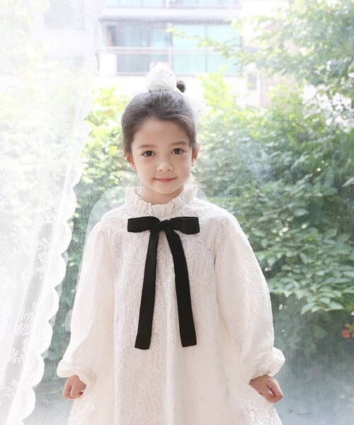 ワンピース キッズ 長袖 通販 ドレスワンピース 52032202 子供 ドレス 女の子 結婚式 パーティ 発表会 七五三 卒園式 入園式 入学式 総レース リボン 立ち襟 かわいい オシャレ 可愛い_8