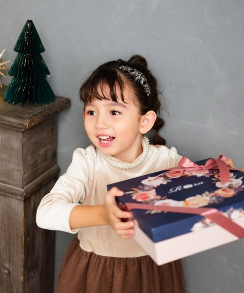 Rora ワンピース 通販 セリーナ ドッキングワンピース 子供服 ワンピ 長袖 フォーマルワンピース パール リボン 女の子 キッズ 子供 こども 子ども 結婚式 パーティー 入園 卒園 入学 おし_4