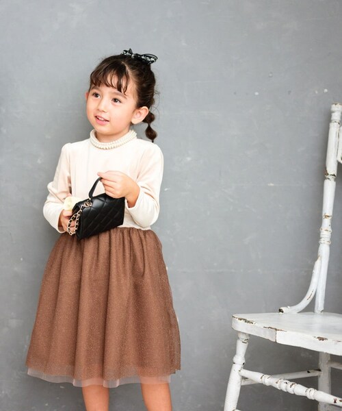 Rora ワンピース 通販 セリーナ ドッキングワンピース 子供服 ワンピ 長袖 フォーマルワンピース パール リボン 女の子 キッズ 子供 こども 子ども 結婚式 パーティー 入園 卒園 入学 おし_6