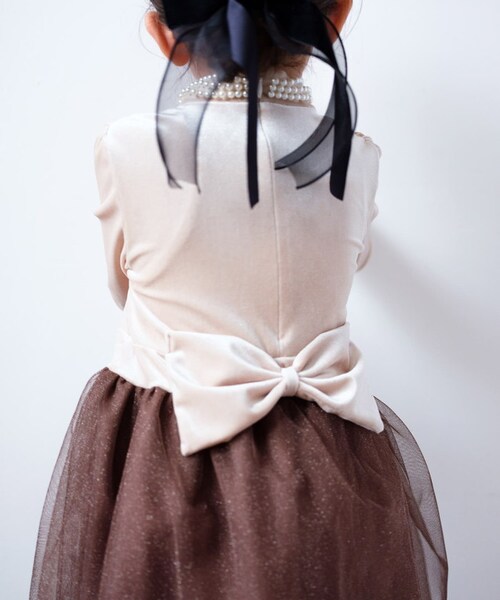 Rora ワンピース 通販 セリーナ ドッキングワンピース 子供服 ワンピ 長袖 フォーマルワンピース パール リボン 女の子 キッズ 子供 こども 子ども 結婚式 パーティー 入園 卒園 入学 おし_11