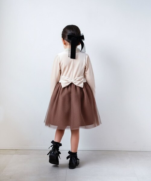 Rora ワンピース 通販 セリーナ ドッキングワンピース 子供服 ワンピ 長袖 フォーマルワンピース パール リボン 女の子 キッズ 子供 こども 子ども 結婚式 パーティー 入園 卒園 入学 おし_13