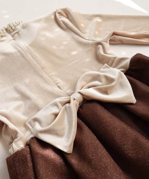 Rora ワンピース 通販 セリーナ ドッキングワンピース 子供服 ワンピ 長袖 フォーマルワンピース パール リボン 女の子 キッズ 子供 こども 子ども 結婚式 パーティー 入園 卒園 入学 おし_16