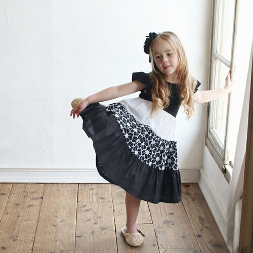 半袖 ワンピース キッズ 通販 半袖ワンピース 12192001 ワンピ 夏 女の子 綿 コットン 切り替え ボリューム レトロ ガーリー 花柄 上品 おしゃれ 可愛い オシャレ かわいい カジュアル_3