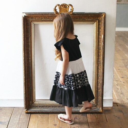 半袖 ワンピース キッズ 通販 半袖ワンピース 12192001 ワンピ 夏 女の子 綿 コットン 切り替え ボリューム レトロ ガーリー 花柄 上品 おしゃれ 可愛い オシャレ かわいい カジュアル_5