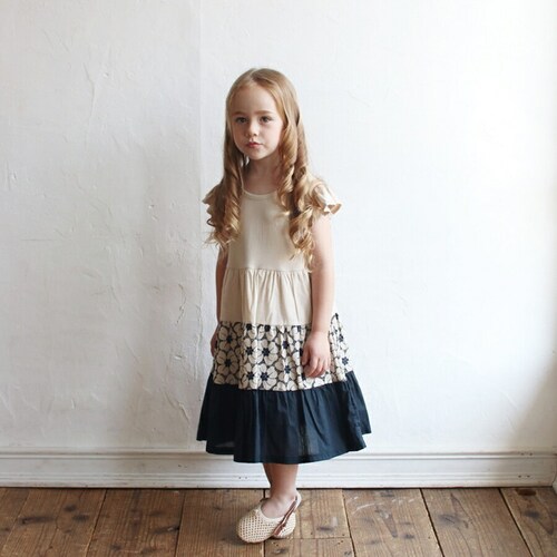 半袖 ワンピース キッズ 通販 半袖ワンピース 12192001 ワンピ 夏 女の子 綿 コットン 切り替え ボリューム レトロ ガーリー 花柄 上品 おしゃれ 可愛い オシャレ かわいい カジュアル_7